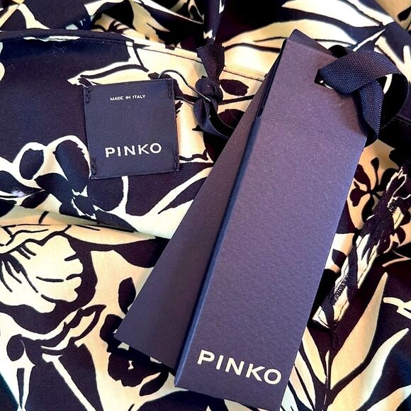 NWT PINKO | Mike 1 Popeline One Shoulder Italian Top | Nero/Lime | Size 6 - Picture 7 of 13